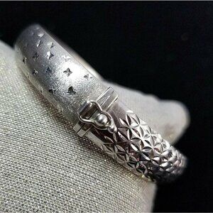 925 Silver Hinged Oval Bangle Bracelet~Double Sided~Marked "ATI 925 THAILAND"